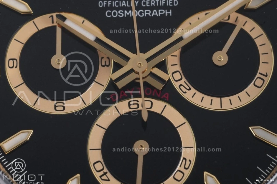 Gold VSF 804 Daytona Marker Weight Black Best Snug Gain Black Dial 1:1 DD Stick Sub-dial Oyster-flex Rim Edition 126518 on Strap 0308